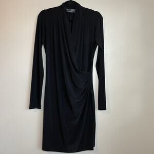 Norma Kamali Dress XL Wrap Dress Long Sleeve Bodycon Sheath Ruched